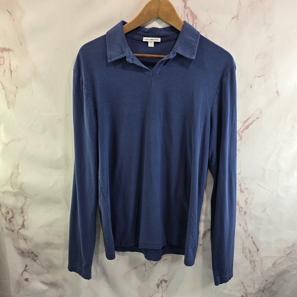 Standard By James Perse Shirt Womens 1 Small Blue Long Sleeve Tee T Polo